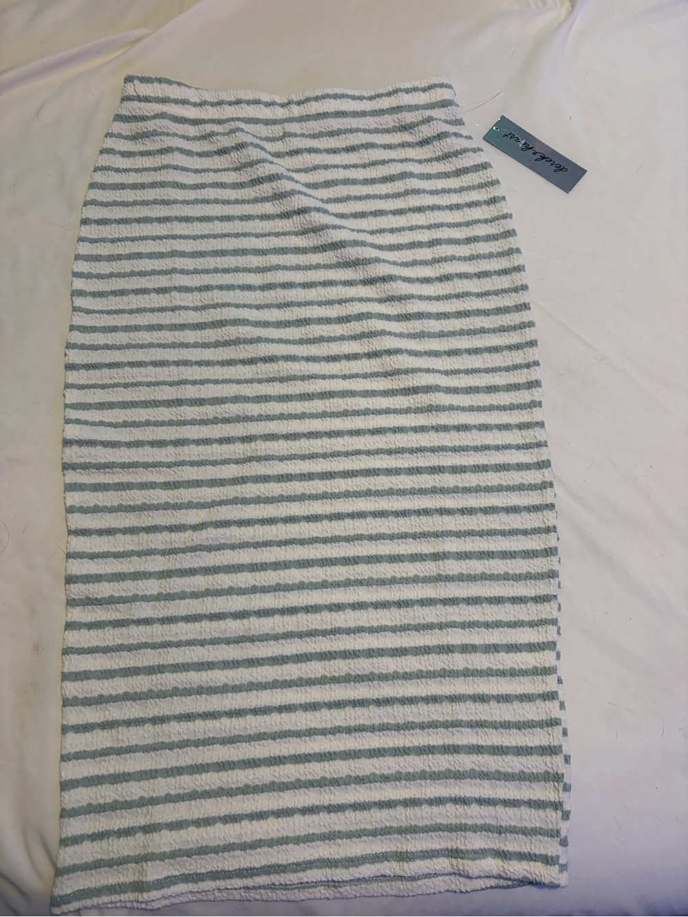 Striped Knit Pencil Skirt in Mint and White -